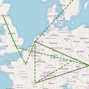 Screenshot of a product's journey across Europe.